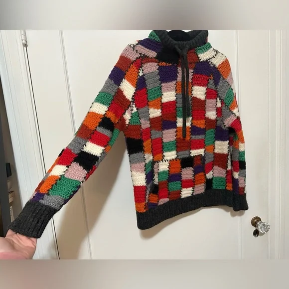 Marni wool crochet patch multicolor pullover hoodie w/ pouch - 46/ US men sm - Picture 7 of 16